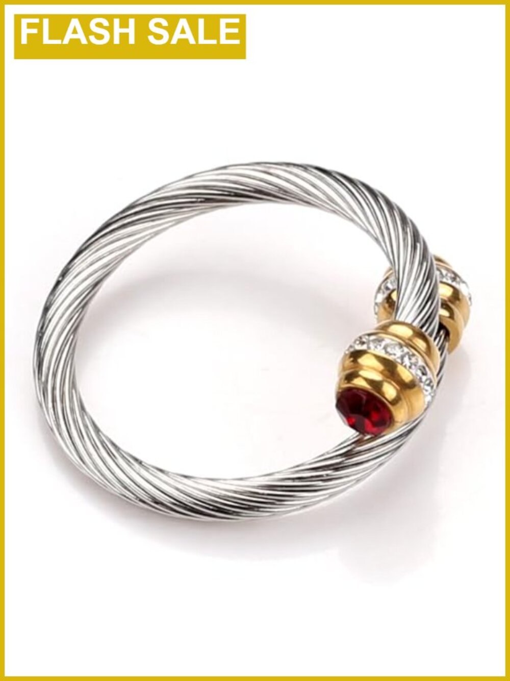 Adjustable Stainless Steel Stacking Ring with Round White Zircon